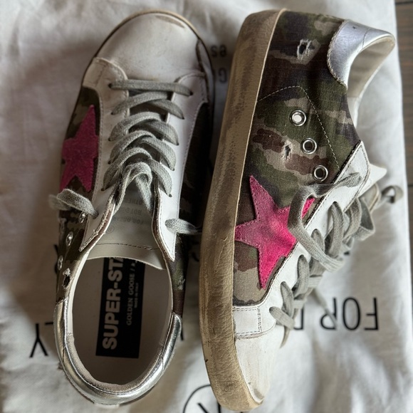 Pink Star Golden Goose Camouflage Sneakers Fuchsia Golden Goose May Sneaker Sneaker Golden Goose Camo With Pink Star  Size Golden Goose